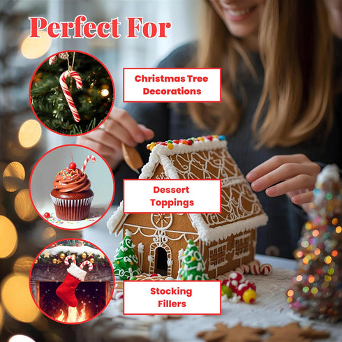 250 Mini Candy Canes – Individually Wrapped 5g Peppermint Christmas Sweets for Kids, Ideal for Gifts, Stockings Fillers & Tree Decorations - Candy Delivered