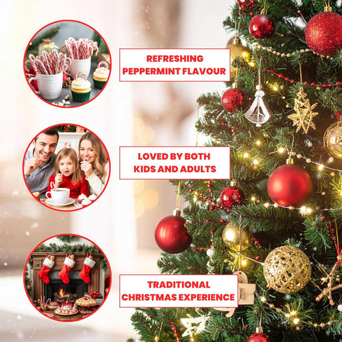 250 Mini Candy Canes – Individually Wrapped 5g Peppermint Christmas Sweets for Kids, Ideal for Gifts, Stockings Fillers & Tree Decorations - Candy Delivered