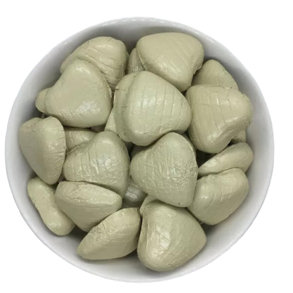 Ivory Foil Wrapped Hearts - Candy Delivered