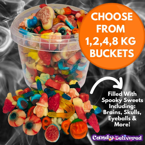 Monster Halloween Sweets Fizzy Jelly Sweets Bucket - Choose From 1,2,4,8 KG Bucket - Candy Delivered