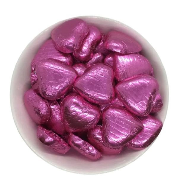 Pink Foil Wrapped Hearts - Candy Delivered