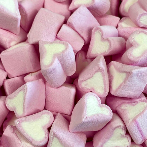 Pink & White Mini Heart Marshmallows - Candy Delivered