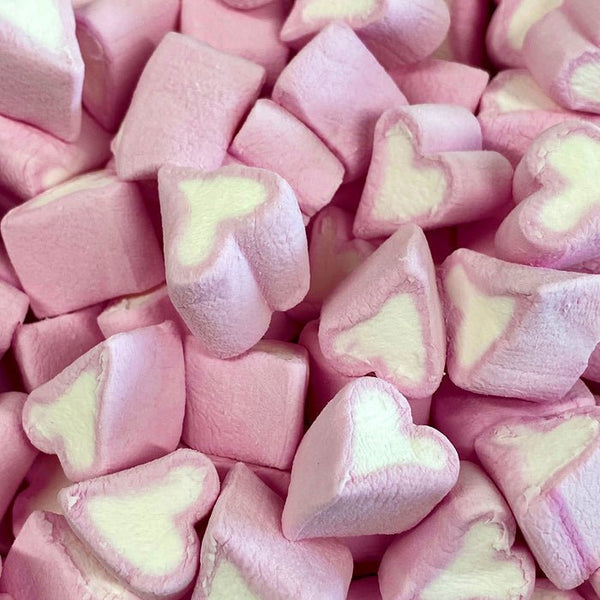 Pink & White Mini Heart Marshmallows - Candy Delivered