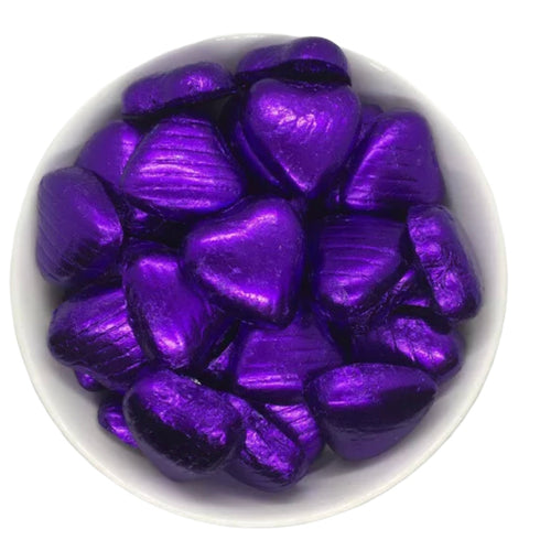 Violet Foil Wrapped Hearts - Candy Delivered